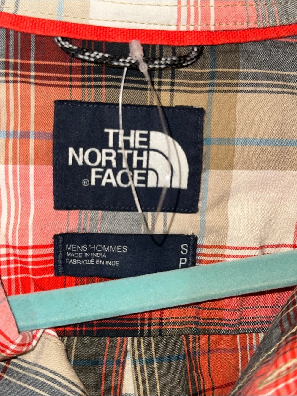The North Face Red and Olive Plaid Short-Sleeve Button-Down Shirt
